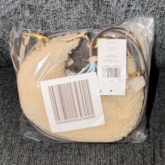 Coach Joni Bag in Shearling & Glovetanned Leather Brass/Beige NWT - Picture 9 of 16